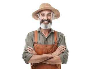 Cheerful middle-aged farmer, cut out