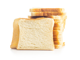 Wall Mural - White sliced toast bread isolated on white background.