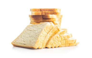 Wall Mural - White sliced toast bread isolated on white background.