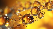 Golden Yellow Oil Or Serum, Generative Ai Abstract Background