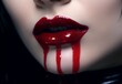© inspiretta - Halloween woman makeup with blood, generative ai