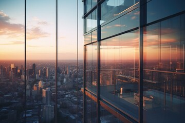 Canvas Print - A view of a city from a high rise building. Generative AI.