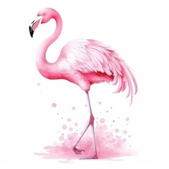 Canvas Print - Watercolor pink flamingo isolated