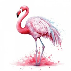 Canvas Print - Watercolor pink flamingo isolated