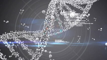 Wall Mural - Animation of data processing over dna strand