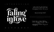 Fallinginlove premium luxury elegant alphabet letters and numbers. Elegant wedding typography classic serif font decorative vintage retro. Creative vector illustration