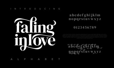 fallinginlove premium luxury elegant alphabet letters and numbers. elegant wedding typography classi