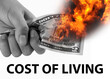 Cost of living - Hand and currency on fire