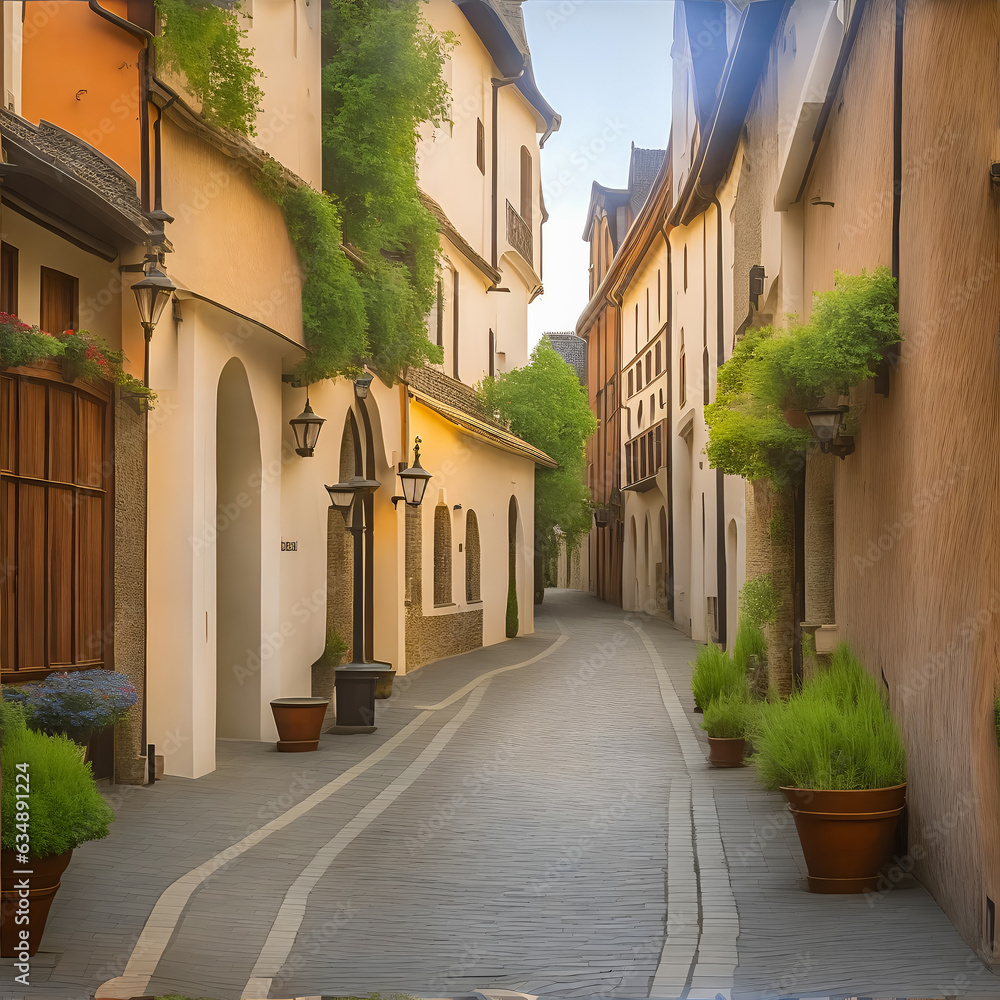 Charming cobblestone street in a historic town -- cobblestone street ...