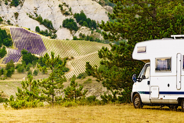 Poster - Caravan camping in mountains, France