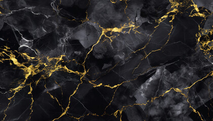 Wall Mural - black marble with yellow gold veins luxury background texture pattern background wallpaper