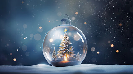 Wall Mural - Christmas tree and snow globe