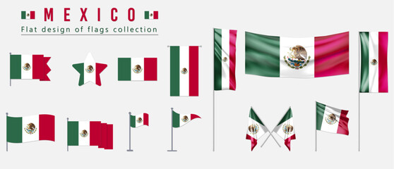Mexico flag, flat design of flags collection