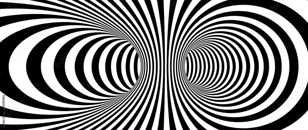 Abstract hypnotic distorted lines background. Black and white vertical ...