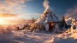 © Gejsi - Inuit Culture Exploration: A Glimpse into Tupiq Tents, Snowy Landscapes, and Arctic Living - Generative AI