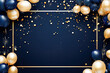 © AnyPic289 - Party invitation template design in navy and gold theme. copy space