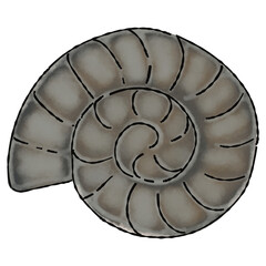 Ammonite fossil art cartoon drawing