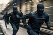 armed masked and hooded men on the street, generative ai