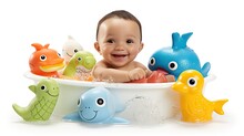 Colorful Rubber Toys For Babies To Play With While Taking A Bath, Making Bath Time More Enjoyable. Generative AI