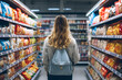 © sam - Young woman buying groceries in a supermarket
