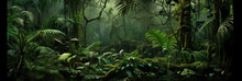 Tropical Jungle. Green Forest Background.