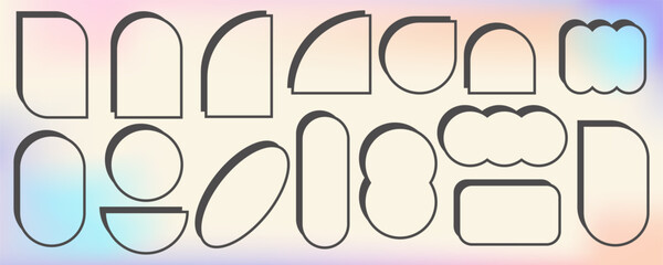 Wall Mural - abstract geometric elements for design. neobrutalism graphic shapes. minimal groovy y2k retro sticke