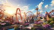a colorful amusement park ride
