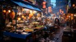 © KWY - a street market with many tables and food