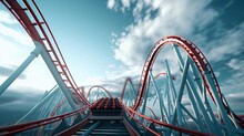 A Roller Coaster With A Cloudy Sky