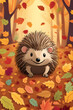 cartoon depiction a cute hedgehog or porcupine