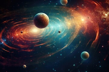 Orbit of Universe colourful abstract background. Generative AI