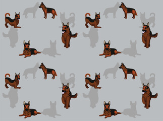 Wall Mural - Dog German Shepherd Brown Coat Cute Cartoon Seamless Wallpaper Background