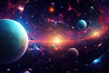 orbit of universe colourful abstract background. generative ai