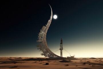 Poster - A very tall structure in the middle of a desert. Generative AI.