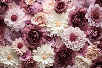 Poster - Vintage-style artificial flower wall backdrop