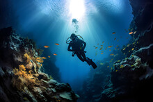Dive Into The Depths Of The Underwater, There Are The Fantastic Places. Beautiful Coral And Old Culture.