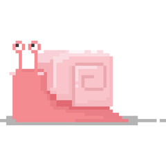 Wall Mural - Pixel art pink snail character