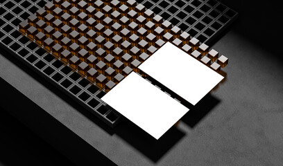 Sticker - Business card mock up isolated on dark background. 3D illustration