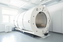 A White Medical Hyperbaric Chamber With Single Pressure. Generative AI