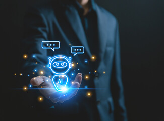 Wall Mural - robot intelligent digital chatbot chat assistant robot customer ai artificial intelligence technolog