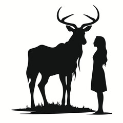 Kudu silhouettes and icons. Black flat color simple elegant Kudu animal vector and illustration.