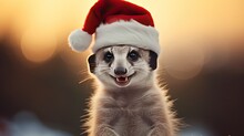 A Delightful Snapshot Capturing A Lovable Animal's Festive Spirit As It Sports A Santa Claus Red Hat. Funny Animal Christmas Image. Generative AI. 