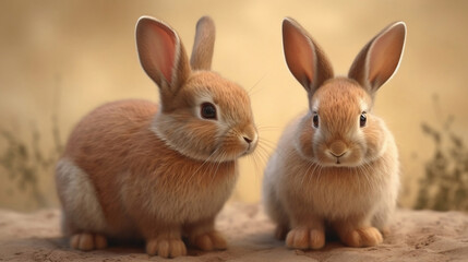 two rabbits in the garden. 