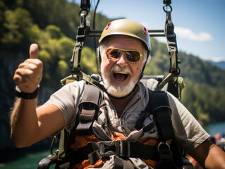 Wall Mural - senior person enjoying adventure sports