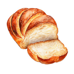 Canvas Print - Watercolor bread on a white background. Generative AI