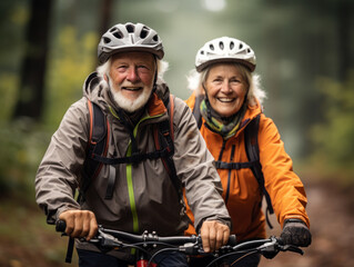 Wall Mural - senior couple riding bike