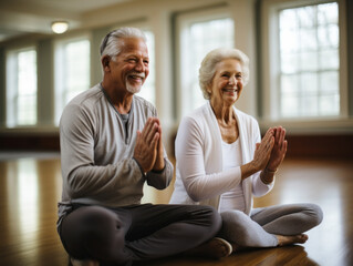 Wall Mural - senior couple doing yoga