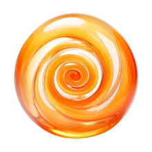 Orange Lollipop Isolated On Transparent Background Cutout