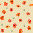 © Elena - Watercolor seamless pattern with hand drawn summer bright red poppy flowers. Isolated on color background. Design for invitations, wedding, love or greeting cards, paper, print, textile