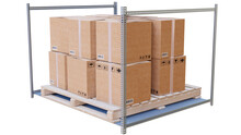 Cardboard Boxes On Pallet In Warehouse. Isolated On Transparent PNG. Docks, Economy, Transport And Warehousing Concept